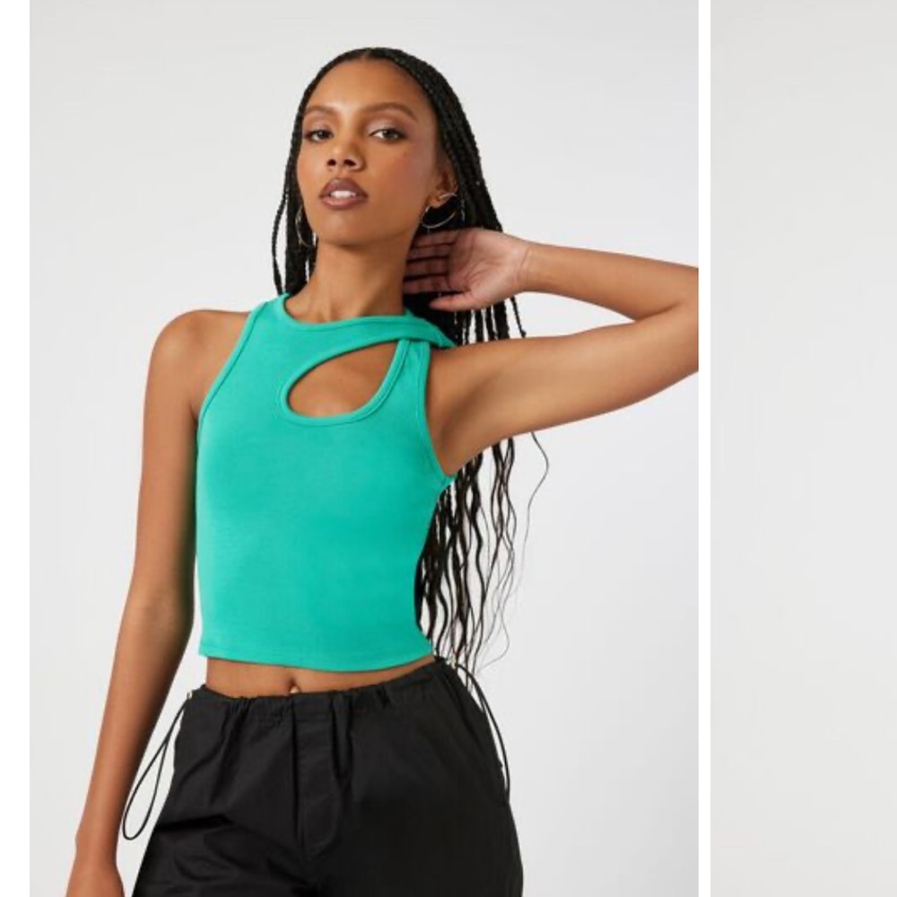 Forever 21 Asymmetrical Cutout Cropped Tank Top
